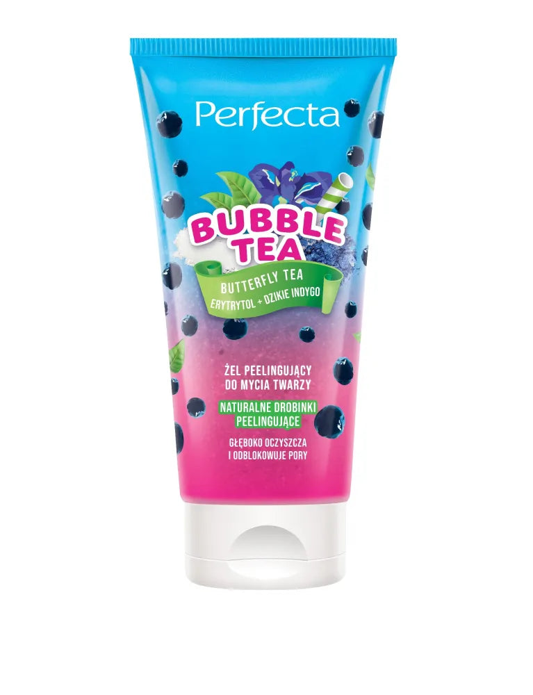 PERFECTA Bubble Tea Exfoliating Gel for Face Cleansing Butterfly Erythritol + Wild Indigo 150 ml - Kosmetika