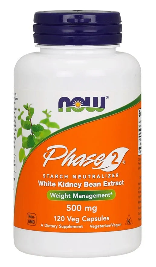 Phase 2 - White Kidney Bean Extract 500mg - 120 vcaps - NOW Foods - Papildai