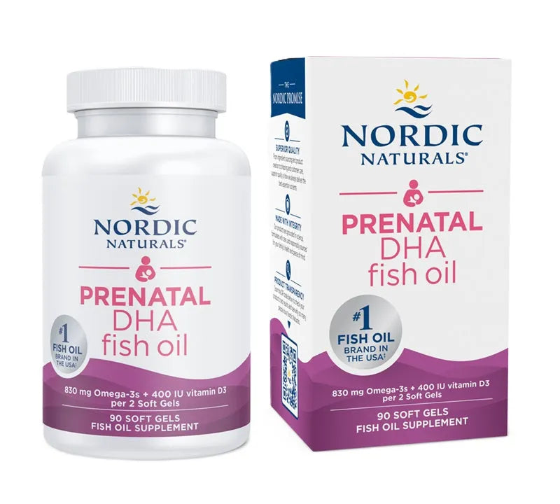 Prenatal DHA 830mg Omega-3 + 400 IU D3 Unflavored - 90 softgels - Nordic Naturals - Papildai
