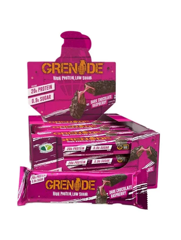 Protein Bars Dark Chocolate Raspberry - 12 x 60g - Grenade - Maistas