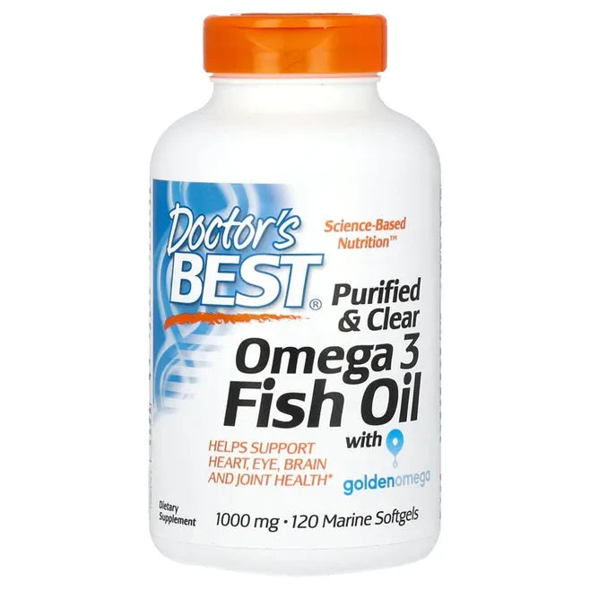 Purified & Clear Omega 3 Fish Oil 1000mg - 120 marine softgels - Doctor’s Best - Papildai