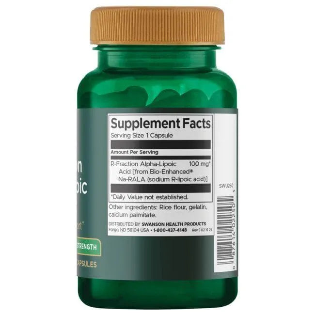 R-Fraction Alpha Lipoic Acid - Alfa lipoinė rūgštis - 100 mg - N60 - Swanson - Papildai