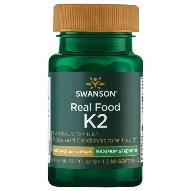 Real Food Vitamin K2 - Didžiausias stiprumas - 200 mcg - N30 - Swanson - Papildai