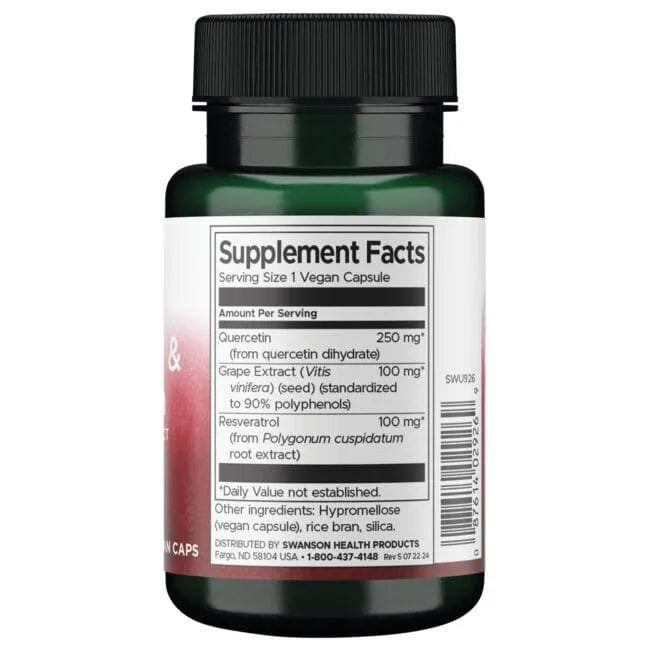 Resveratrol & Quercetin - Resveratrolis ir kvercetinas - N30 - Swanson - Papildai