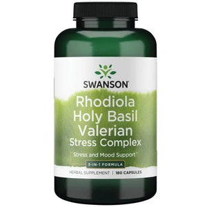 Rhodiola Holy Basil Valerian - Stress Complex - N180 - Swanson - Papildai