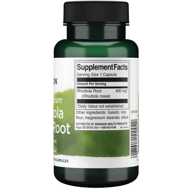 Rhodiola Rosea Root - Stresui mažinti - 400 mg - N100 - Rausvosios rodiolės šaknis - Swanson - Papildai
