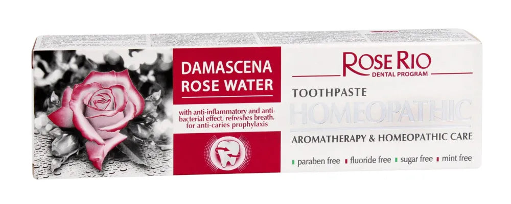 Rose Rio Toothpaste HOMEOPATHIC DAMASCENA WATER - 65ml - Kosmetika