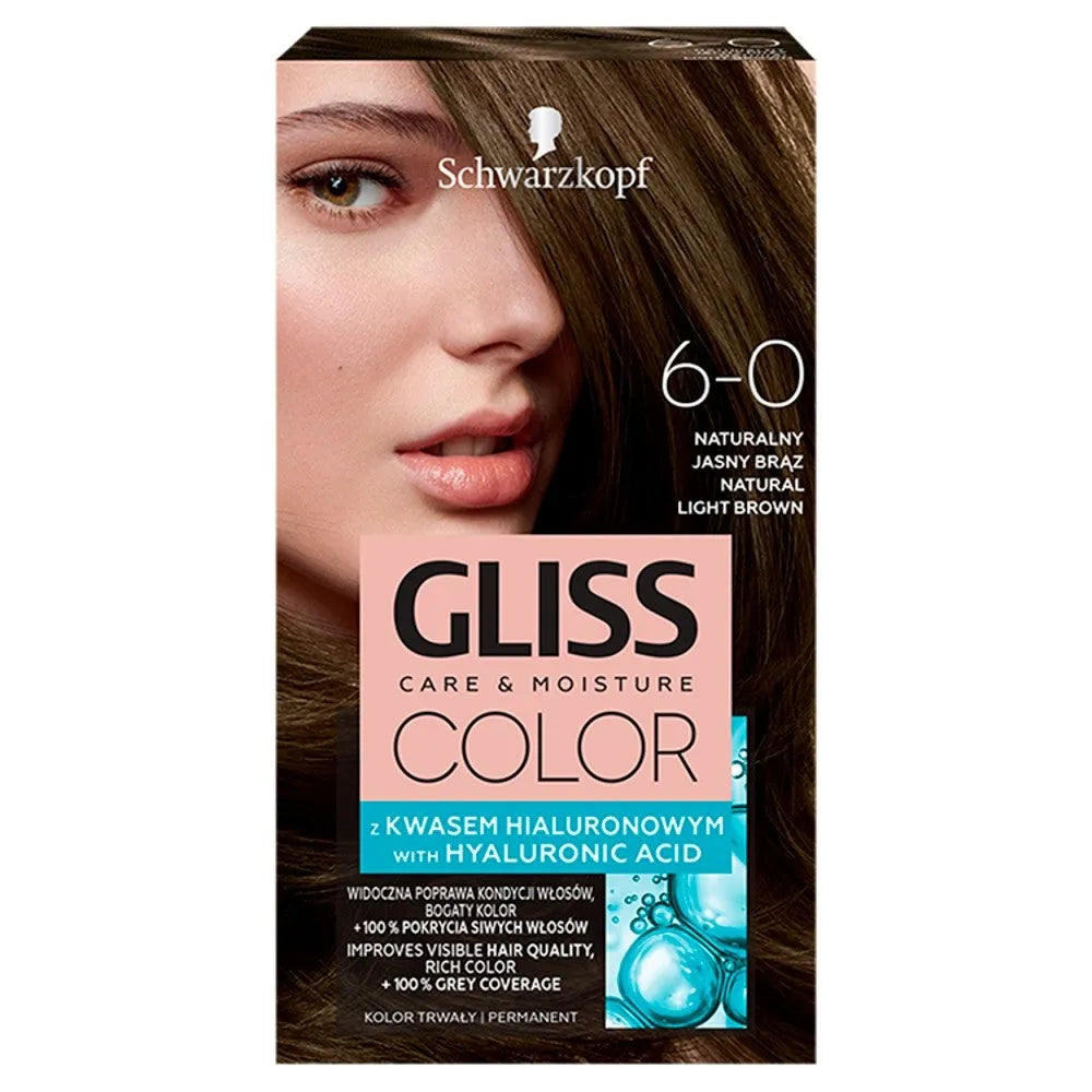 Schwarzkopf Gliss Color Cream dažymas numeris 6-0 Natūralus Šviesus Rudas 1op. - Kosmetika