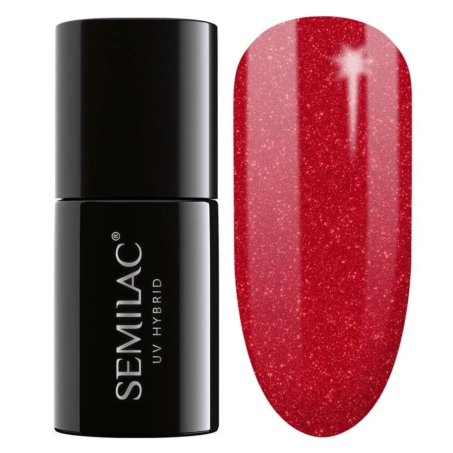 SEMILAC Hybrid Nail Polish 025 Blizgučiai Raudona - 7 ml - Kosmetika