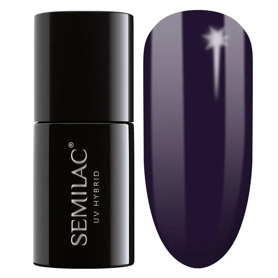 SEMILAC Hybrid Nail Polish 100 Juodas Purpurinis - 7 ml - Kosmetika