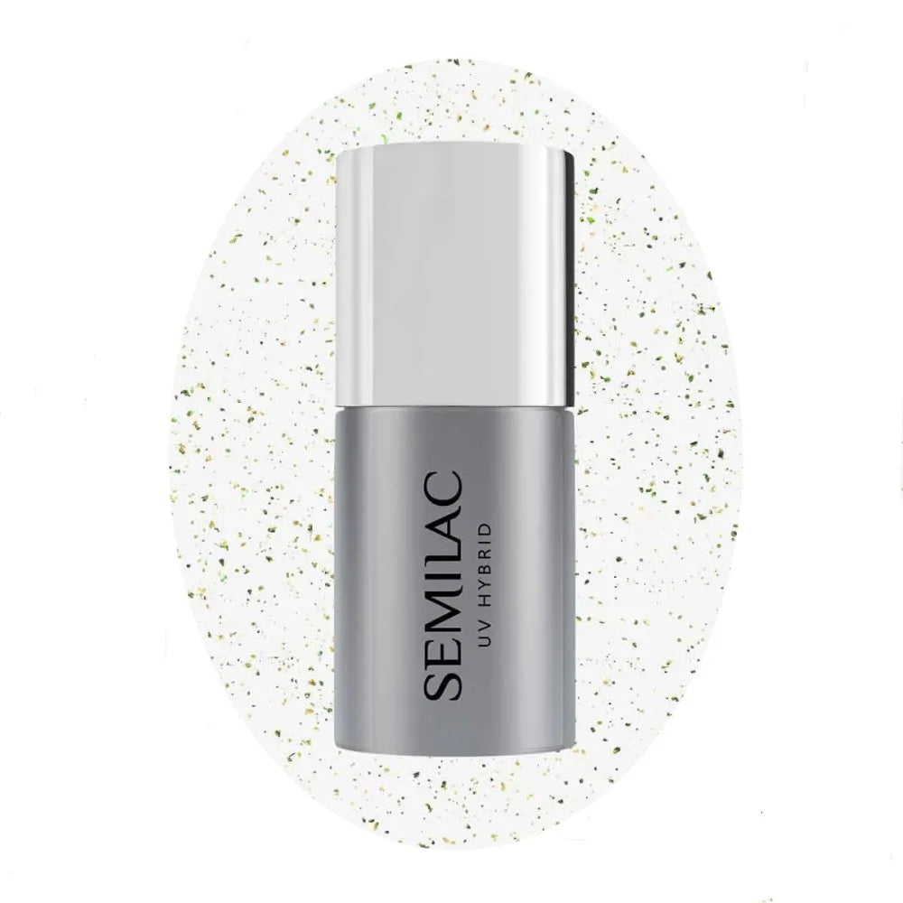 SEMILAC TOP NO WIPE BLINKING GOLD & GREEN FLAKES - Kosmetika