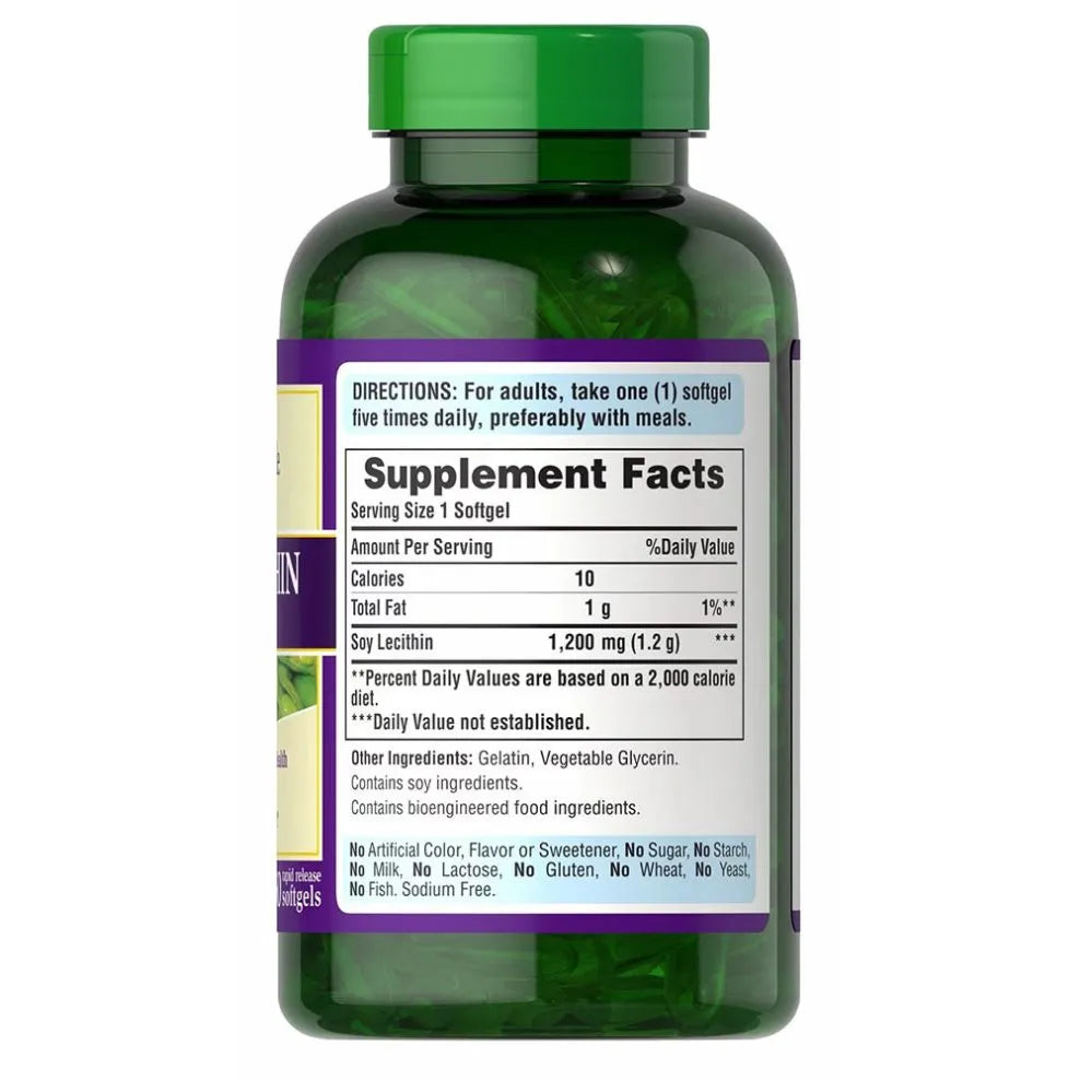 Soy Lecithin 1200mg - 250 softgels - Puritan’s Pride - Papildai