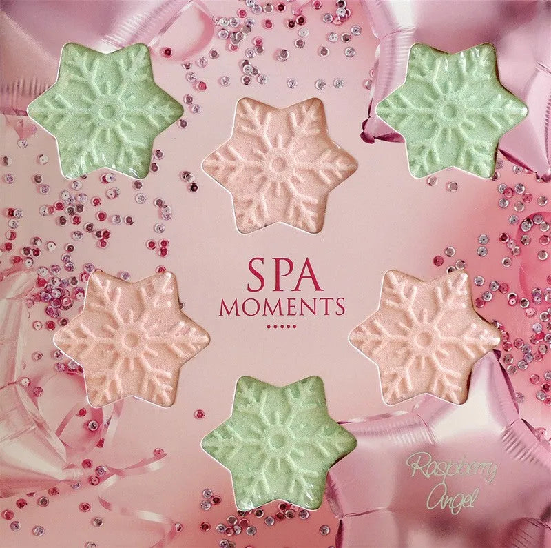 SPA MOMENTS Set of effervescent bath bombs – Snowflakes with the scent angelic raspberry - Kosmetika
