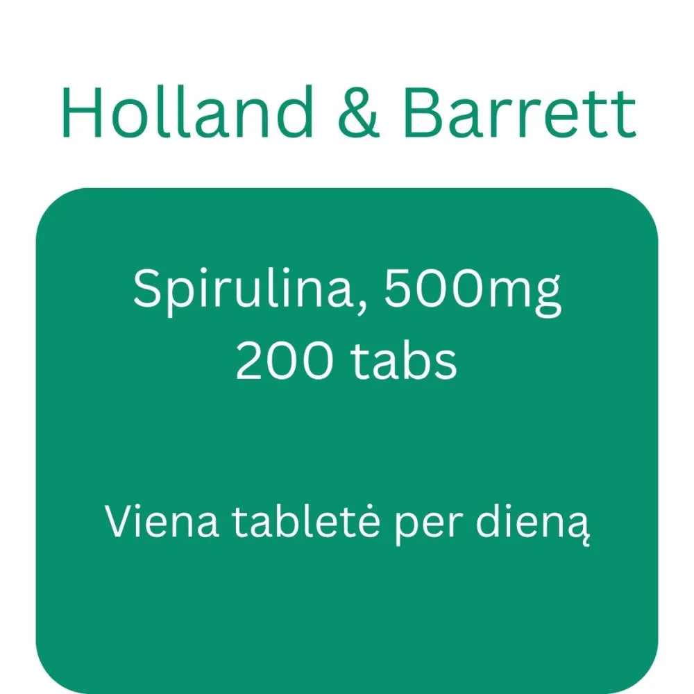 Spirulina 500mg - 200 tabs - Holland & Barrett - Papildai