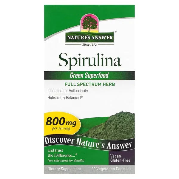 Spirulina 800mg - 90 vcaps - Nature’s Answer - Papildai