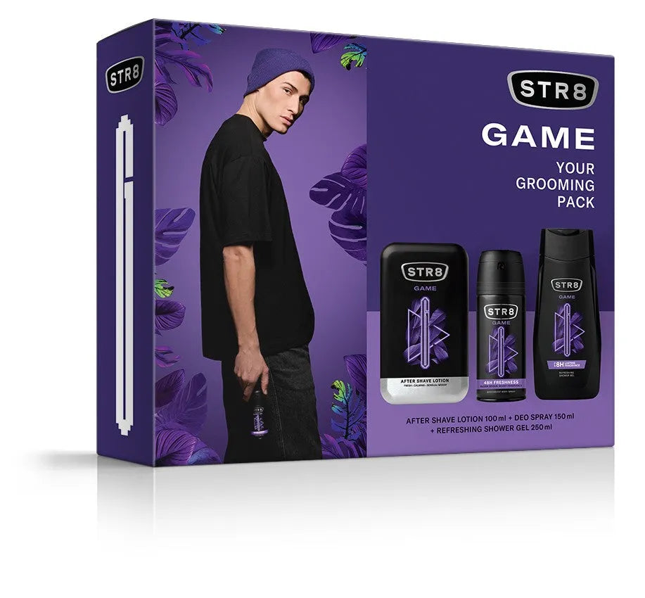 STR 8 Žaidimo dovanų rinkinys (Ašaros 100ml + Deo purškiklis 150ml + Dušo gelis 250ml) - Kosmetika