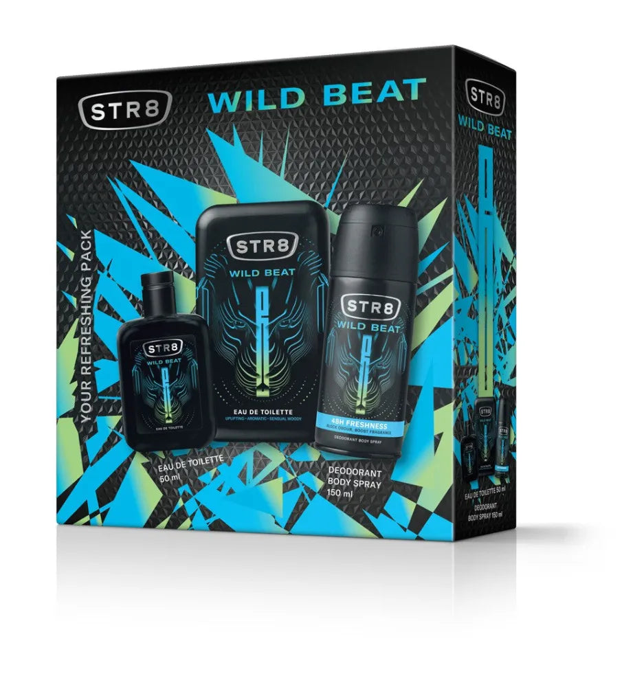 STR8 Wild Beat Men’s Gift Set (50ml Eau de Toilette + 150ml Deodorant Spray) - Kosmetika
