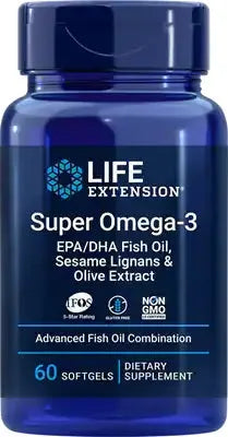 Super Omega-3 EPA/DHA with Sesame Lignans & Olive Extract - 60 softgels - Life Extension - Papildai
