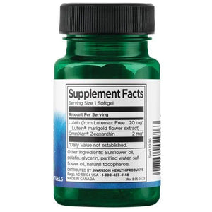 Synergistic Eye Health - Lutein & Zeaxanthin - N60 - Swanson - Papildai
