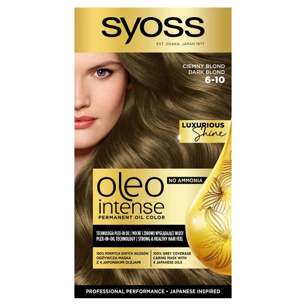 SYOSS Oleo Intense Nuolatinė aliejaus spalva plaukams Nr. 6-10 Tamsiai šviesūs 1op. - Kosmetika