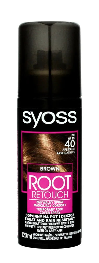 Syoss Root Retoucher paslėpimo purškiklis šaknims - rudas 120ml - Kosmetika