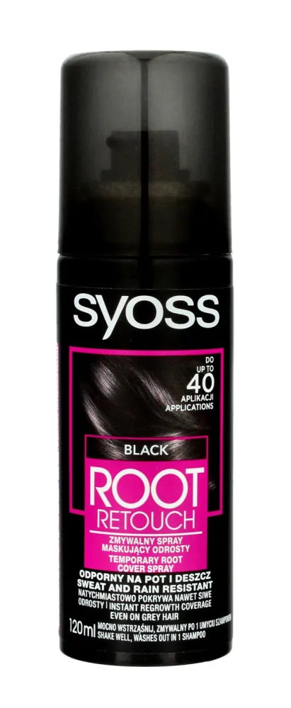Syoss Root Retoucher užmaskuojantis purškiklis šaknims - juodas 120ml - Kosmetika