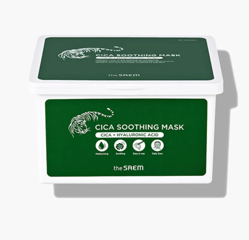 THE SAEM Cica Soothing Mask Intensyviai drėkinanti lapų kaukė - 30 vnt. - Kosmetika