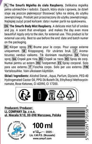 The Smurfs Raspberry Body Mist 100 ml - Vaikui ir mamai