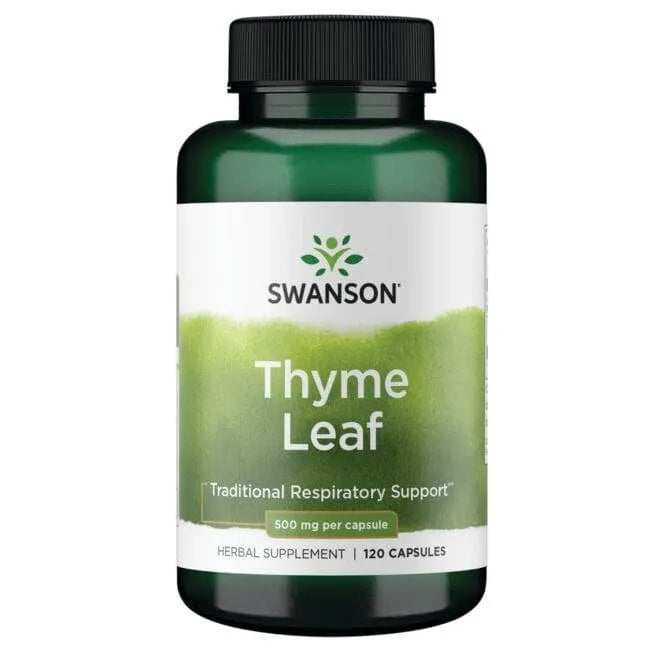 Thyme Leaf - Kvėpavimo sistemai - 500 mg - N120 - Čiobrelio lapas - Swanson - Papildai