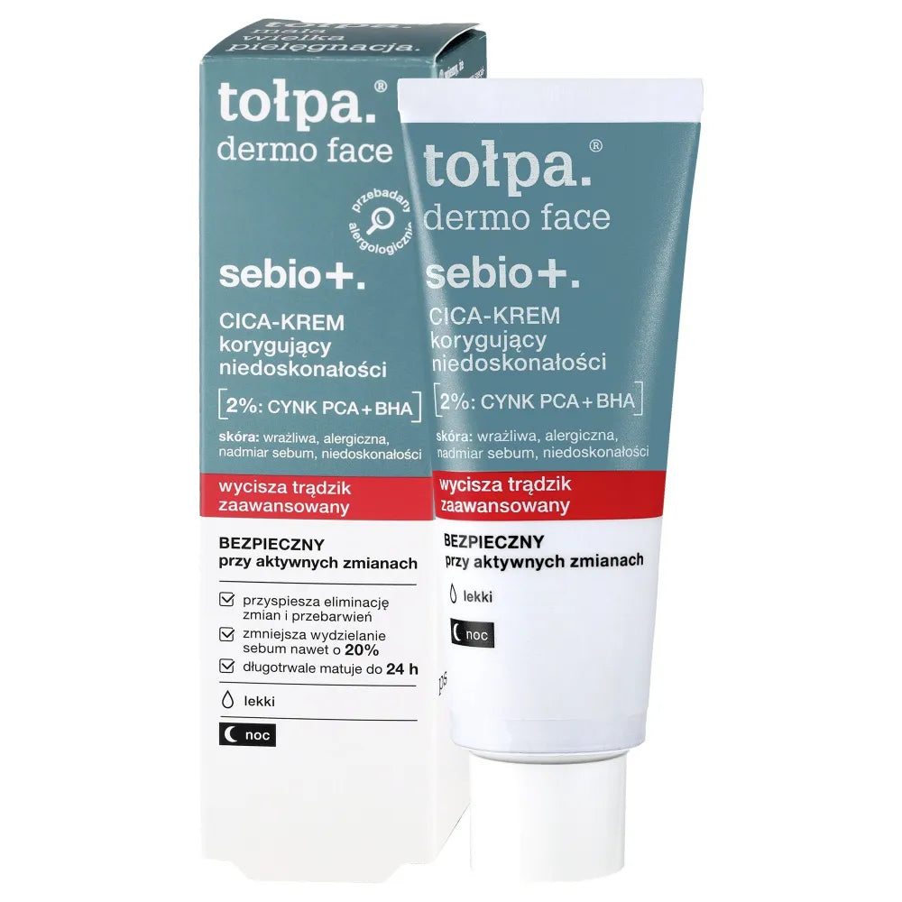 TOŁPA Dermo Face Sebio+ Light CICA-Kremas koreguojantis trūkumus naktį 40 ml - Kosmetika