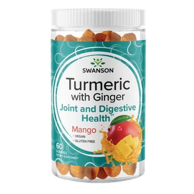 Turmeric with Ginger Gummies - Mango - Guminukai - N60 - Swanson - Papildai