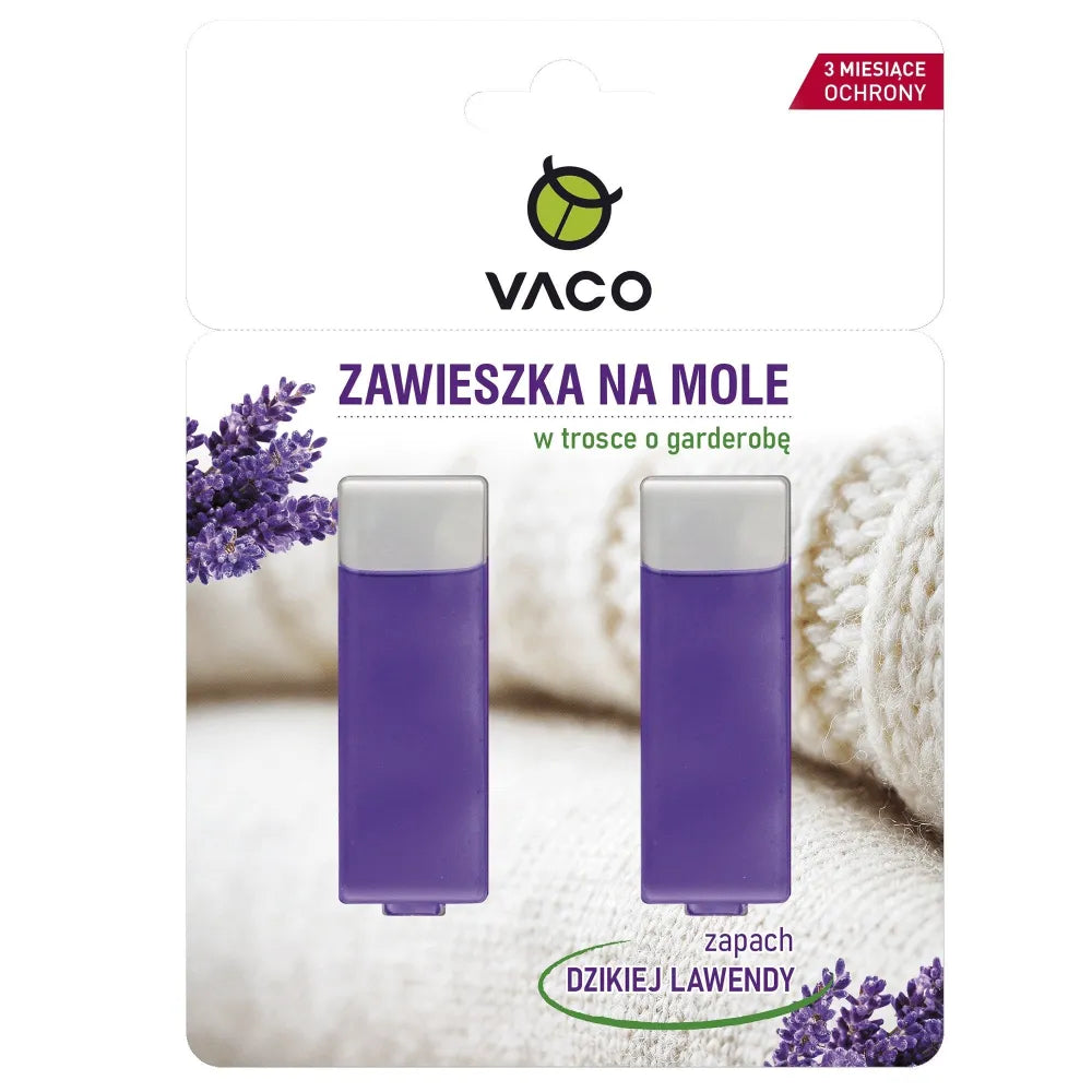 VACO Moth pakabukas drabužių kandims - laukinės levandos kvapas 1 pakuotė - 2 vnt - Medicinos ir slaugos prekės