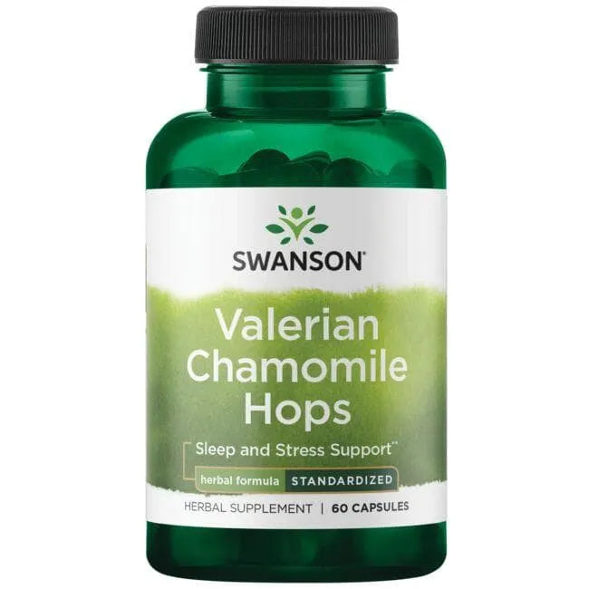 Valerian Chamomile Hops - N60 - Valerijonas ramunėlės apyniai - Swanson - Papildai