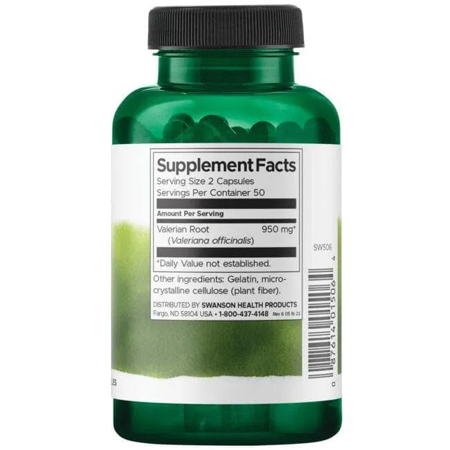 Valerian Root - Valerijono šaknis - Miegui - 475 mg - N100 - Swanson - Papildai