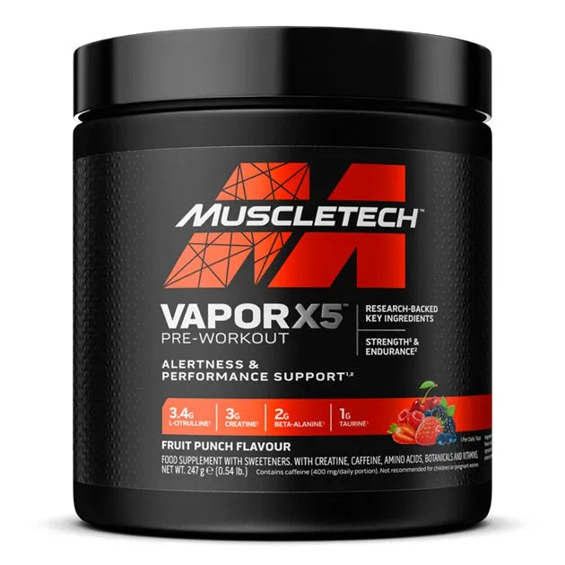 Vapor X5 Pre-Workout Fruit Punch - 247g - MuscleTech - Sporto papildai