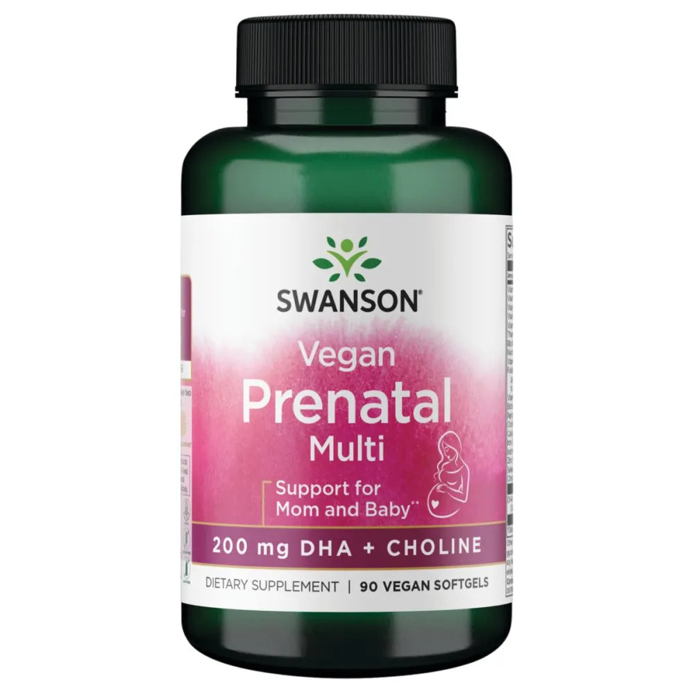 Vegan Prenatal Multi -200mg DHA + Choline 90 VGELS - Swanson - Papildai