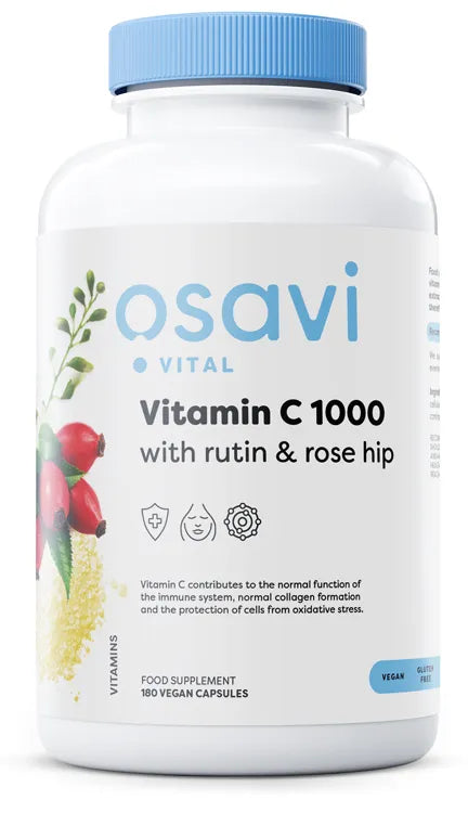 Vitamin C1000 with Rutin & Rose Hip - 180 vegan caps - Osavi - Papildai
