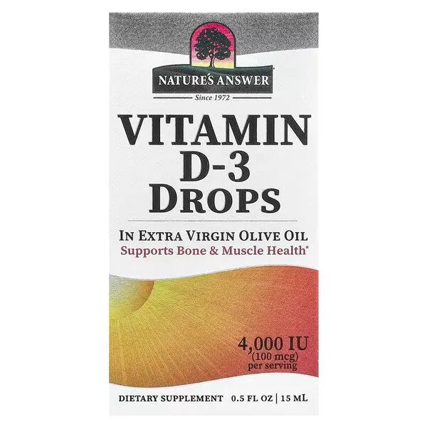 Vitamin D-3 Drops 4000IU - 15 ml. - Nature’s Answer - Papildai