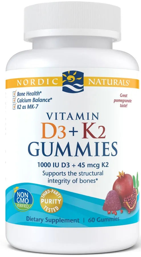 Vitamin D3 + K2 Gummies Pomegranate - 60 - Nordic Naturals - Papildai