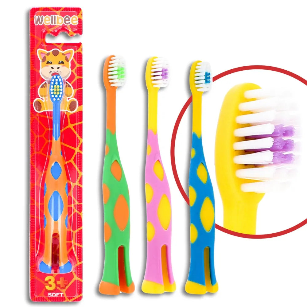 WELLBEE Children’s Toothbrush KIDS(3+) Soft (blister) standing - spalvų mišinys 1 vnt. - Kosmetika