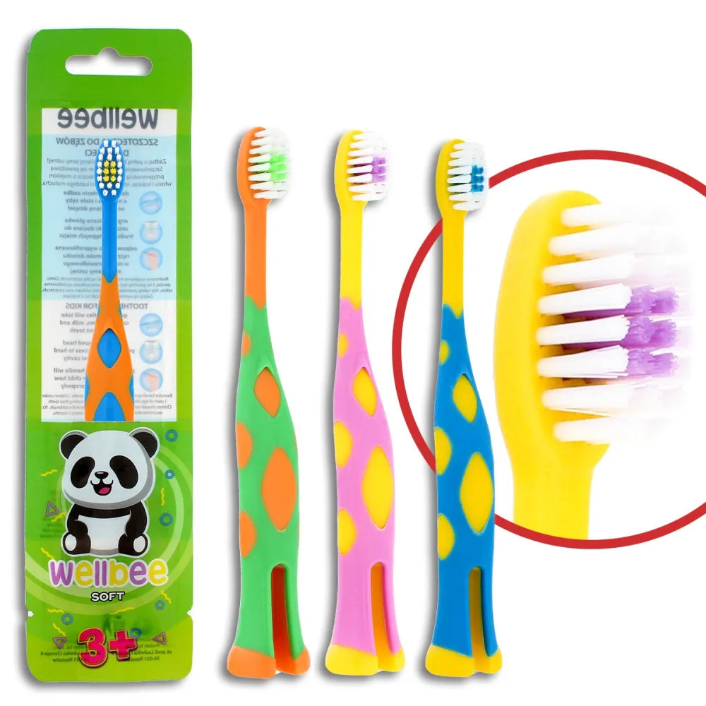 WELLBEE Kids Toothbrush KIDS(3+) Travel Soft (foil) - mišrus spalvų 1 vnt. - Kosmetika