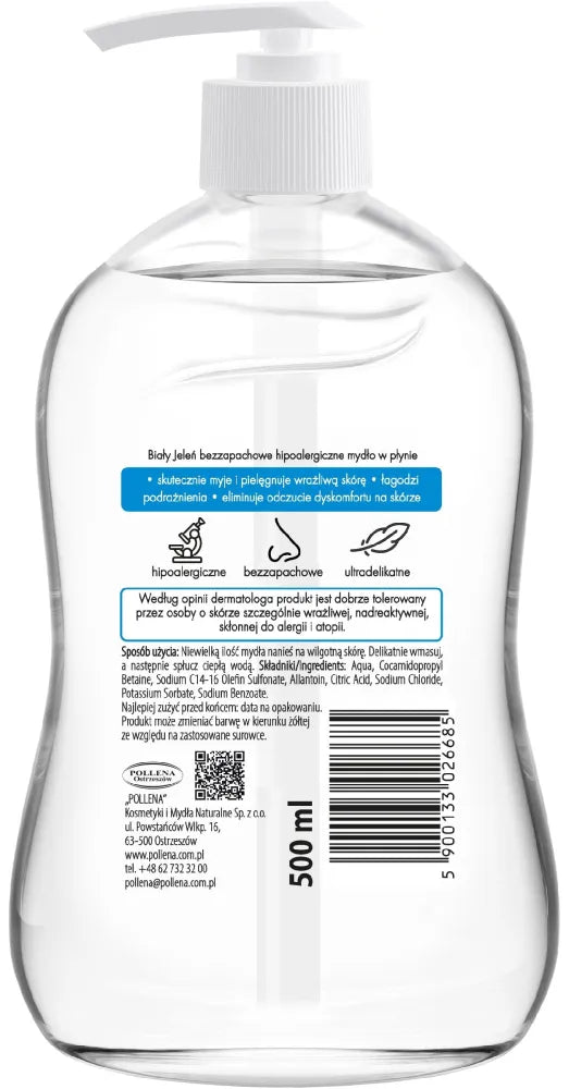 WHITE JELEIN unscented hypoallergenic liquid soap 500 ml - Higiena