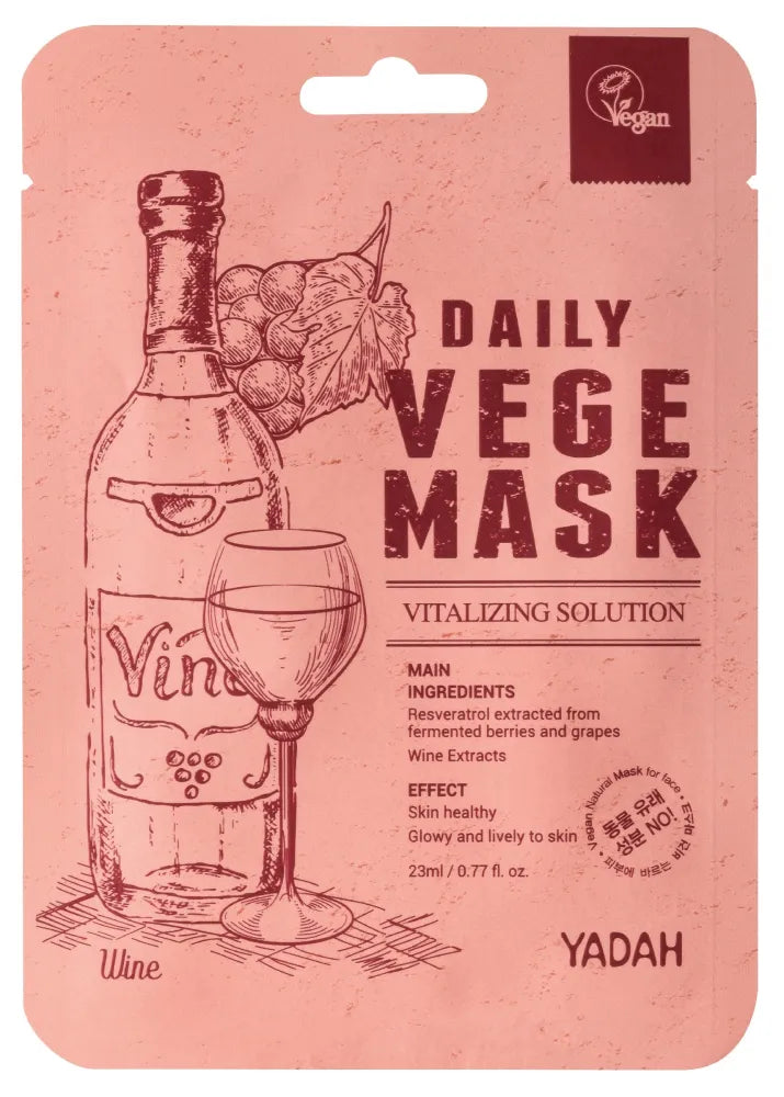 YADAH Daily Vege Sheet Mask Wine 23 ml - Kosmetika
