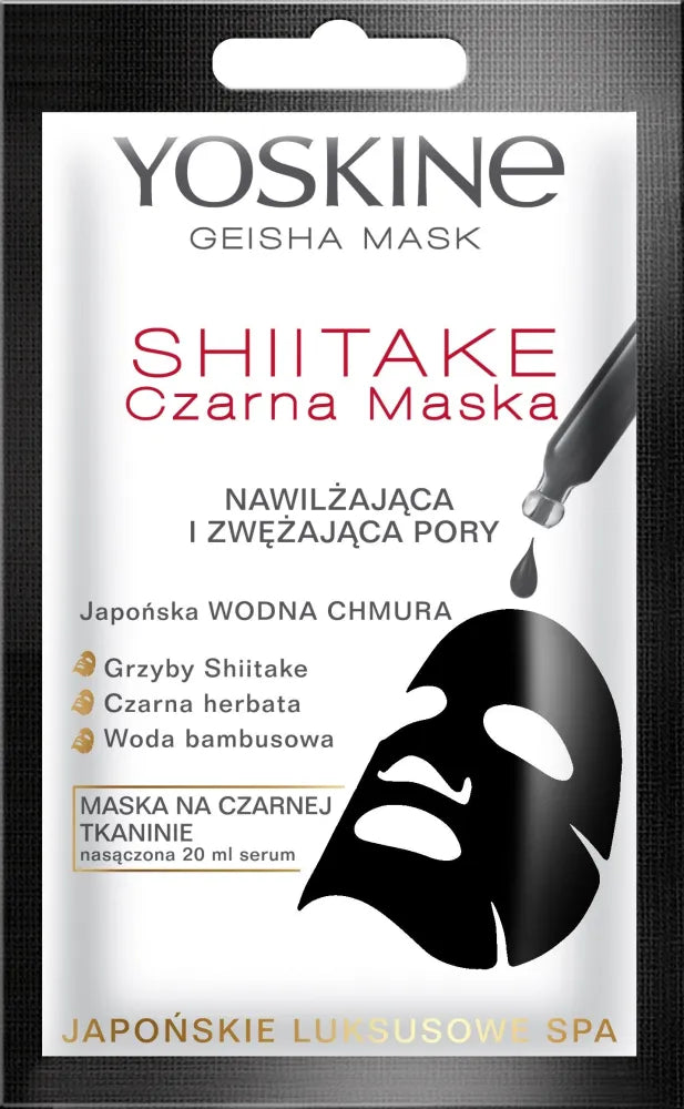 Yoskine Geisha Mask Shiitake Black ant audinio drėkinantis ir siaurinantis poras 20ml - Kosmetika