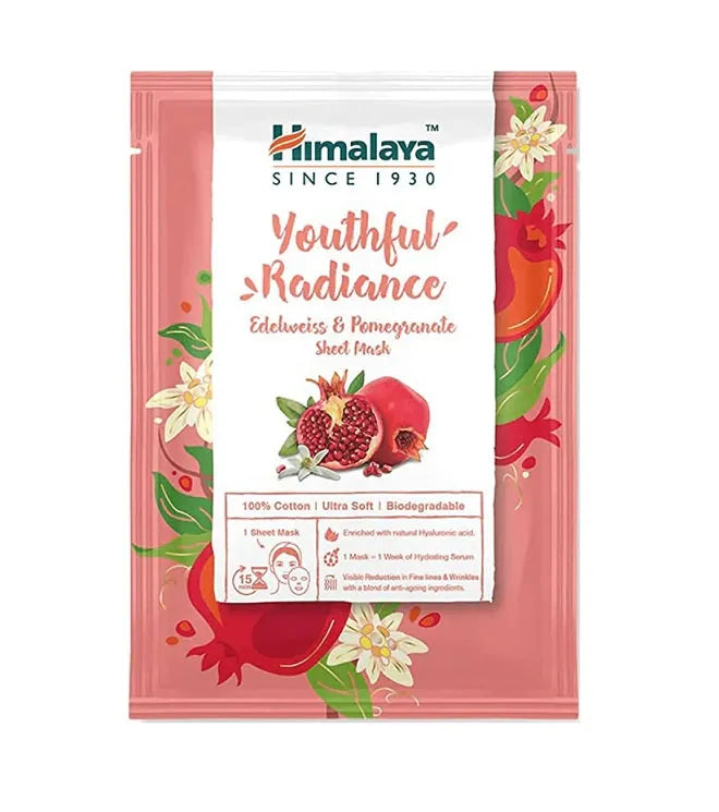 Youthful Radiance Edelweiss & Pomegranate Sheet Mask - 30 ml - Himalaya - Kosmetika