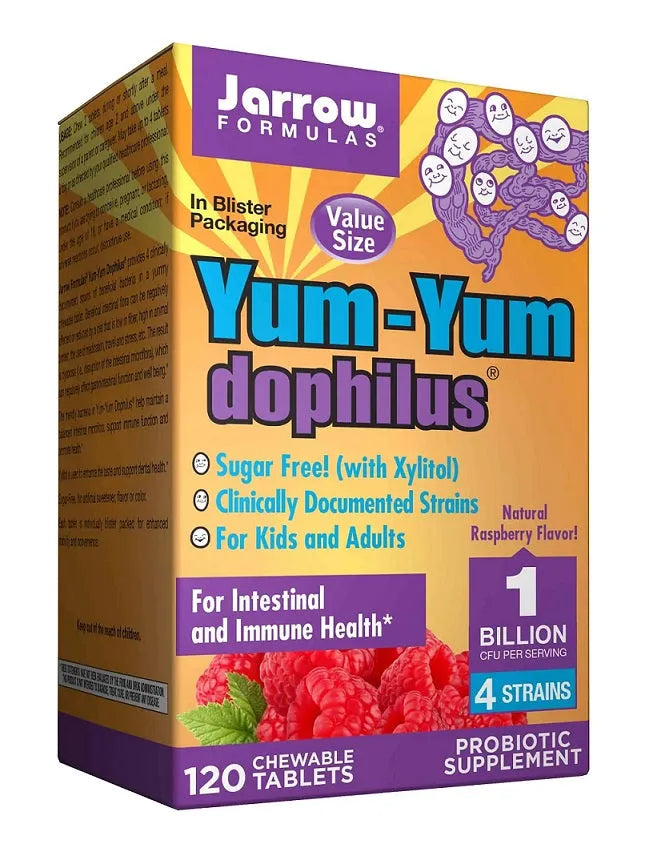 Yum-Yum Dophilus 1 Billion CFU (Raspberry) - 120 chewable tabs - Jarrow Formulas - Papildai