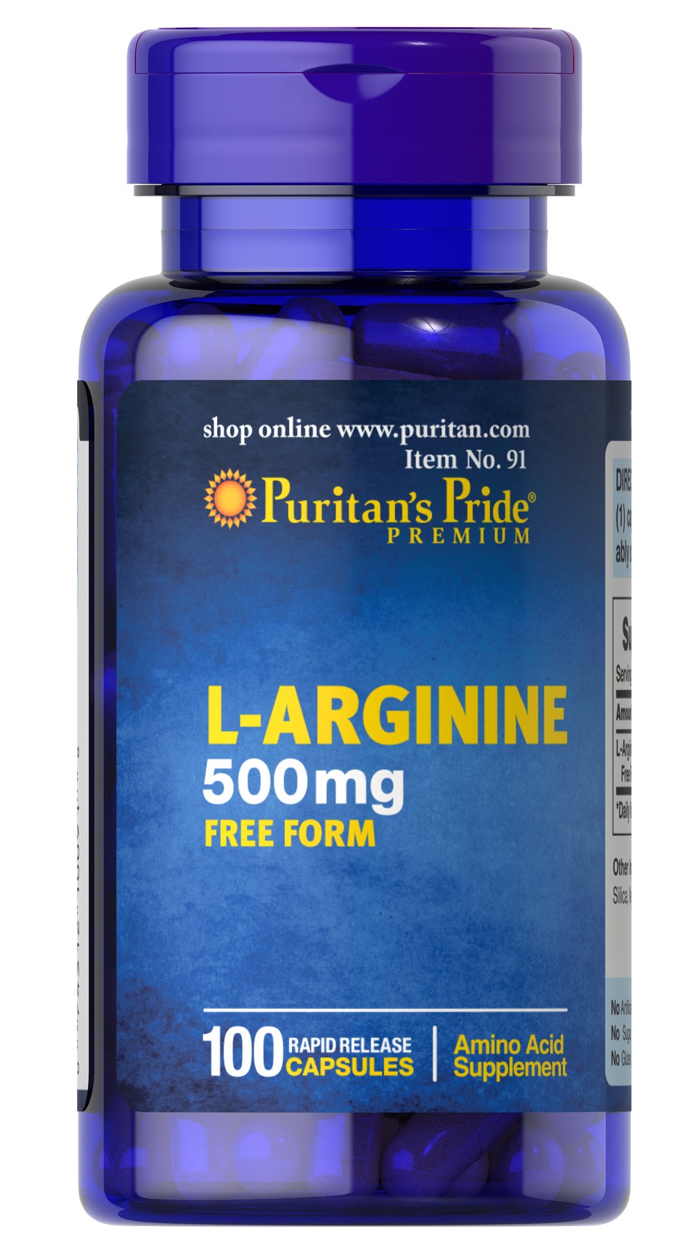 L-Arginine, 500mg - 100 caps - Puritan's Pride - Vaistine1.lt - WestPharmacy.eu