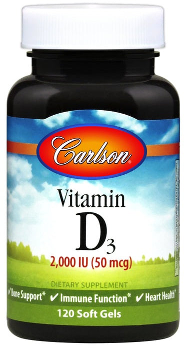 Vitamin D3, 2000 IU - 120 softgels - Carlson Labs - Vaistine1.lt - WestPharmacy.eu