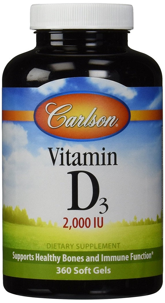 Vitamin D3, 2000 IU - 360 softgels - Carlson Labs - Vaistine1.lt - WestPharmacy.eu