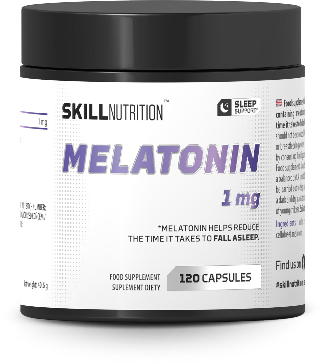 Melatonin, 1 mg - 120 caps - Skill Nutrition